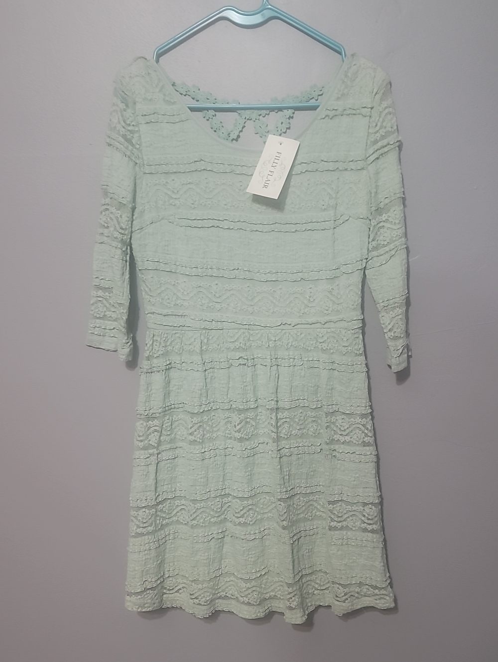 Filly Flair Mint Green Crochet Midi Dress